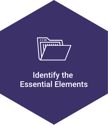 Hexagon icon titled 'Identify the Essential Elements'