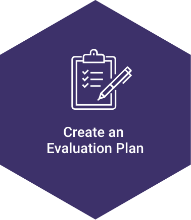 Hexagon icon titled 'Create an Evaluation Plan'