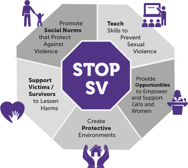 STOP SV Wheel Graphic. Promote, Teach, Provide, and Support.