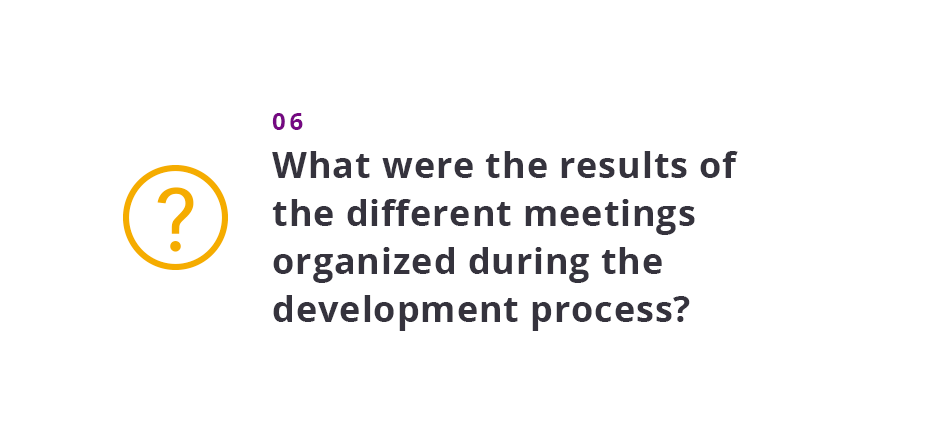 What were the results of the different meetings organized during the development process? 