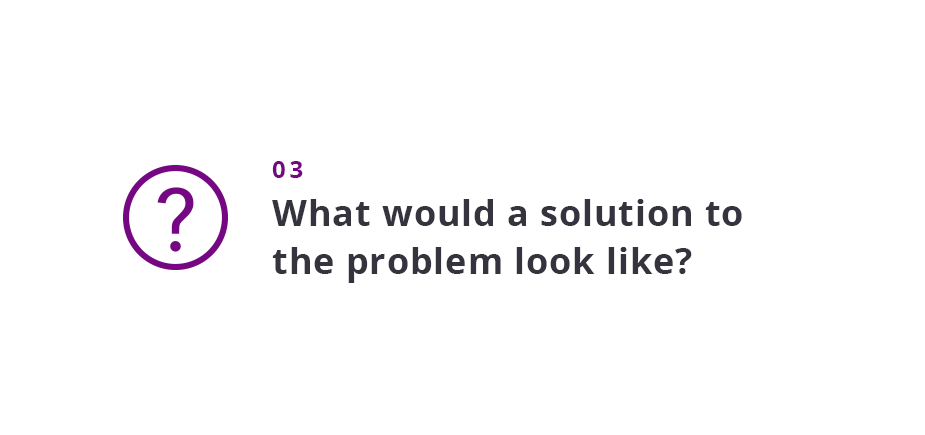 What would a solution to the problem look like?